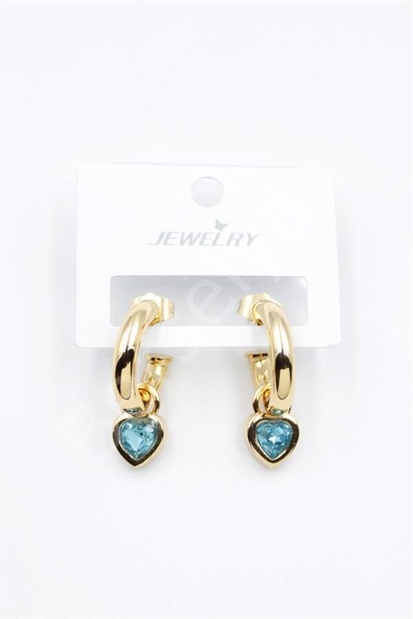 Kalp Halka Küpe - Turkuaz