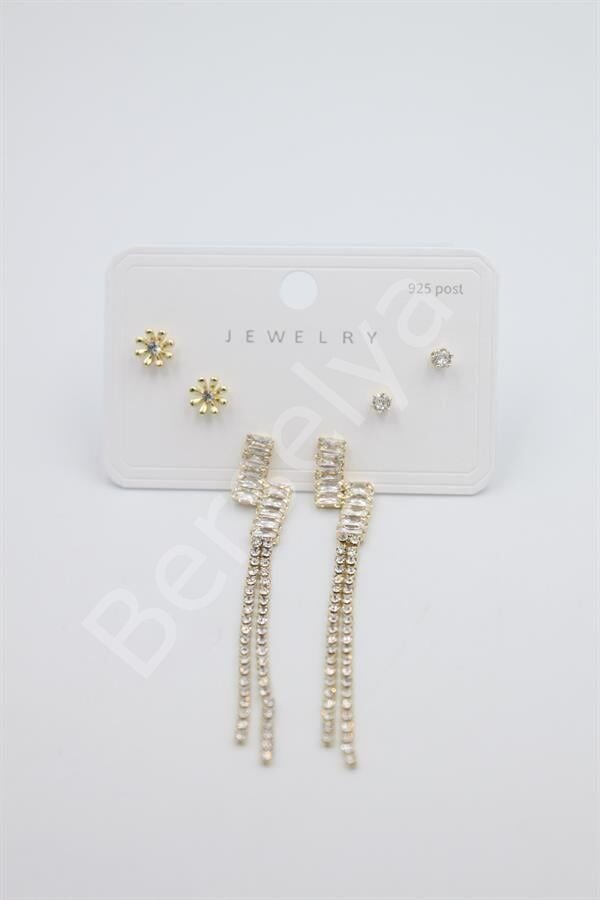 Çoklu Set Küpe - Altın