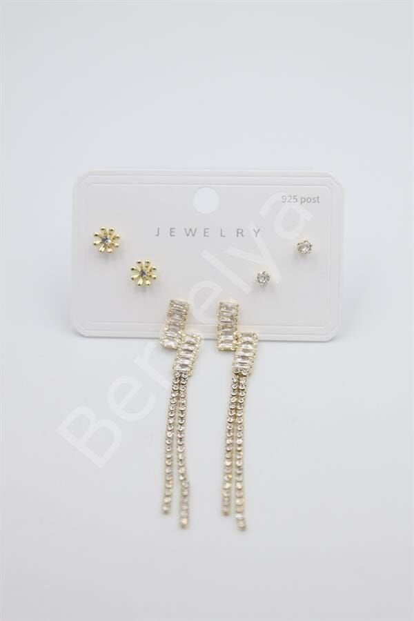 Çoklu Set Küpe - Altın